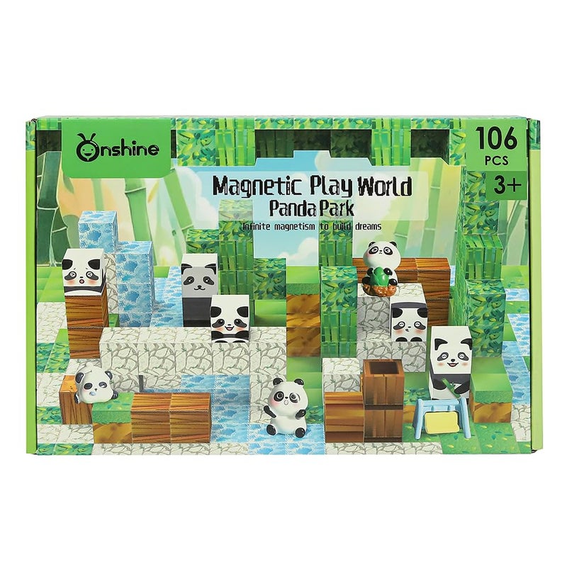 Knick Knack Magnetic Play World - Panda Park Building Blocks Set (106 Pieces) for Kids Ages 3+ - Image 2